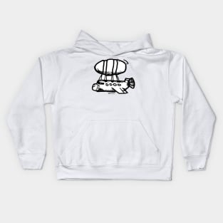 Big Airplane With Parachute Doodle Art Kids Hoodie